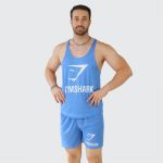 ست مردانه تاپ بند نازک و شلوارک سوزنی Gym Shark